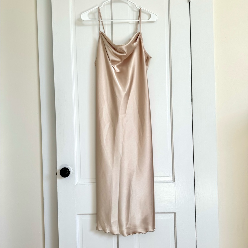 NWT Bebe Champagne Spaghetti Strap Dress M